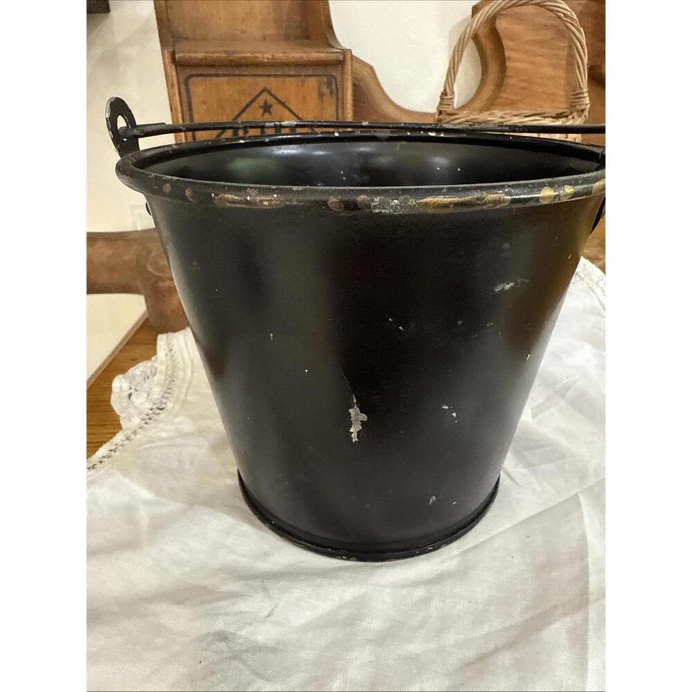 VTG Hand Painted Tole Pail Bucket Bird Folk Art Shabby Country Farm Primitive - Picture 5 of 9